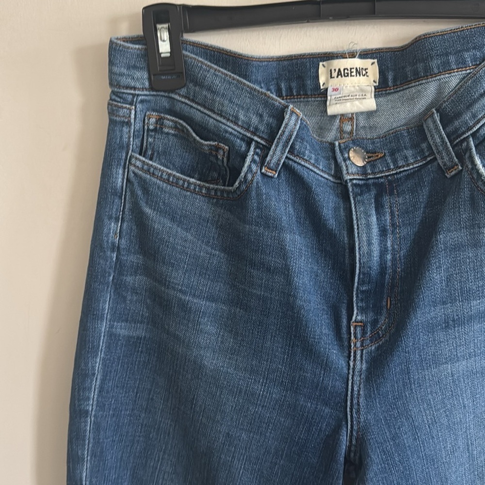 L’agence Laguna medium wash soft stretchy Slim High Rise Released Hem jean sz 30 - Picture 3 of 7